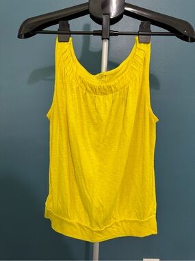 Ann Taylor Bright Yellow Gathered Neck Tank Top